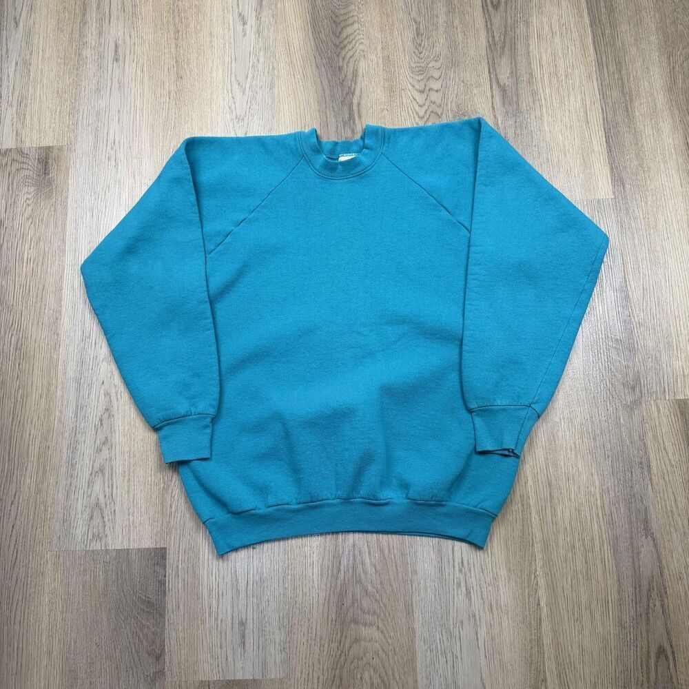 Vintage Fruit Of The Loom Sweatshirt Mens XL Blue Fleece Crewneck Made USA 90s